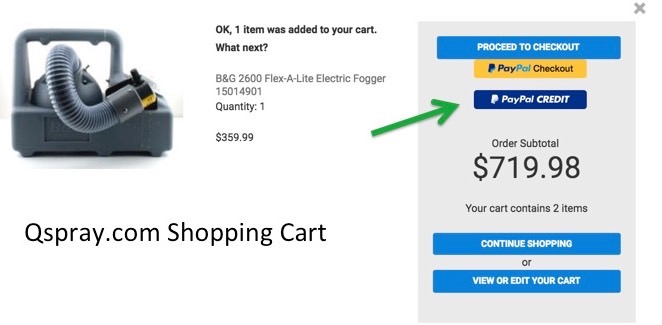 qspray paypal shopping cart